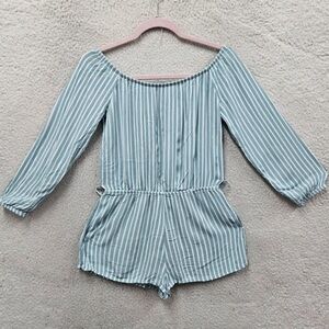 Women’s size large forever, 21 mid sleeve, romper, mint, green, and white p6